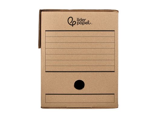 Caja archivo definitivo liderpapel folio doble ancho carton reciclado 400g/m2 lomo 200 mm kraft 367x200x251 mm
