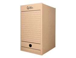 Caja archivo definitivo liderpapel folio doble ancho carton reciclado 400g/m2 lomo 200 mm kraft 367x200x251 mm