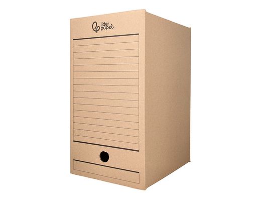 Caja archivo definitivo liderpapel folio doble ancho carton reciclado 400g/m2 lomo 200 mm kraft 367x200x251 mm