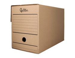 Caja archivo definitivo liderpapel folio doble ancho carton reciclado 400g/m2 lomo 200 mm kraft 367x200x251 mm