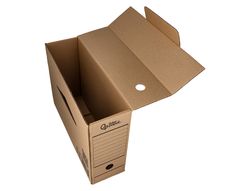 Caja archivo definitivo liderpapel folio prolongado carton reciclado 325g/m2 lomo 116 mm kraft 388x116x275 mm