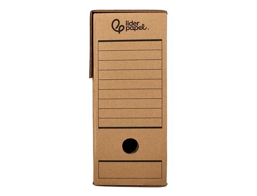 Caja archivo definitivo liderpapel folio prolongado carton reciclado 325g/m2 lomo 116 mm kraft 388x116x275 mm
