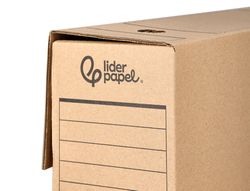 Caja archivo definitivo liderpapel folio prolongado carton reciclado 325g/m2 lomo 116 mm kraft 388x116x275 mm