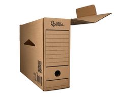 Caja archivo definitivo liderpapel folio prolongado carton reciclado 325g/m2 lomo 116 mm kraft 388x116x275 mm