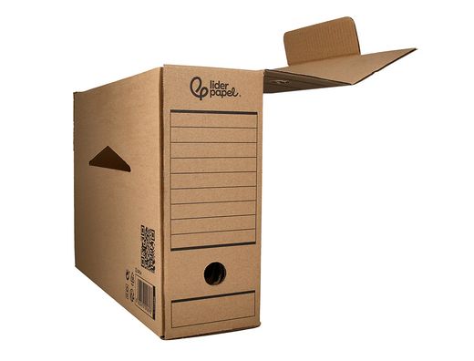 Caja archivo definitivo liderpapel folio prolongado carton reciclado 325g/m2 lomo 116 mm kraft 388x116x275 mm