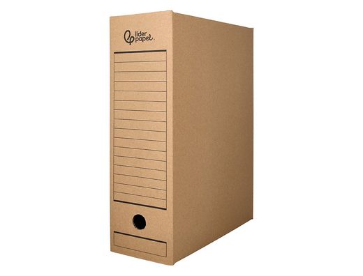 Caja archivo definitivo liderpapel folio prolongado carton reciclado 325g/m2 lomo 116 mm kraft 388x116x275 mm