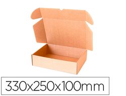 Caja automontable q-connect para e-commerce y regalo carton reciclado canal simple 3 mm kraft 330x250x100 mm