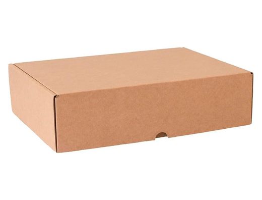 Caja automontable q-connect para e-commerce y regalo carton reciclado canal simple 3 mm kraft 330x250x100 mm