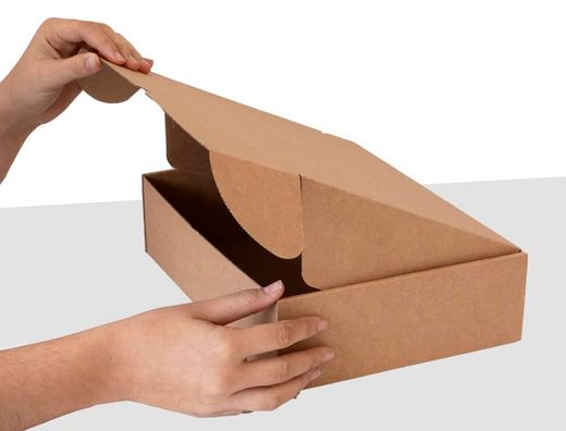 Caja automontable q-connect para e-commerce y regalo carton reciclado canal simple 3 mm kraft 330x250x100 mm
