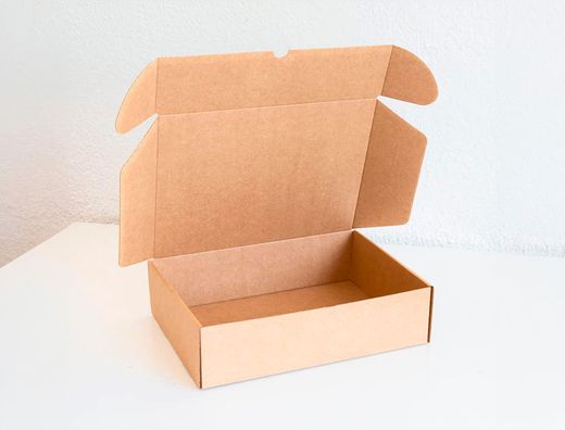 Caja automontable q-connect para e-commerce y regalo carton reciclado canal simple 3 mm kraft 330x250x100 mm