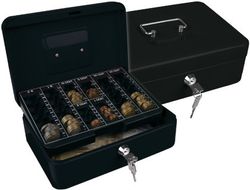 Caja Caudales Q-Connect 10" 250X180X90 mm Negra con Portamonedas