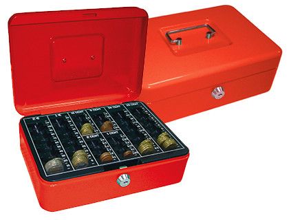 Caja Caudales Q-Connect 10" 250X180X90 mm Roja con Portamonedas