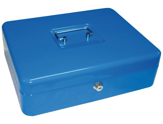 Caja Caudales Q-Connect 12" 300X240X90 mm Azul con Portamonedas