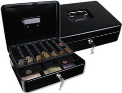 Caja Caudales Q-Connect 12" 300X240X90 mm Negra con Portamonedas