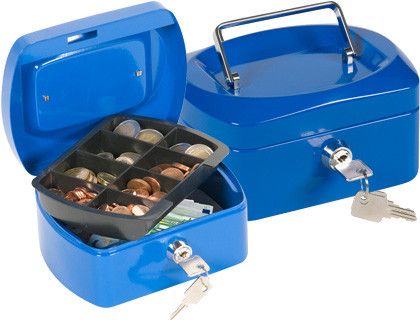 Caja Caudales Q-Connect 6" 152X115X80 mm Azul con Portamonedas