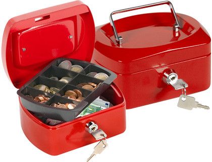 Caja Caudales Q-Connect 6" 152X115X80 mm Roja con Portamonedas