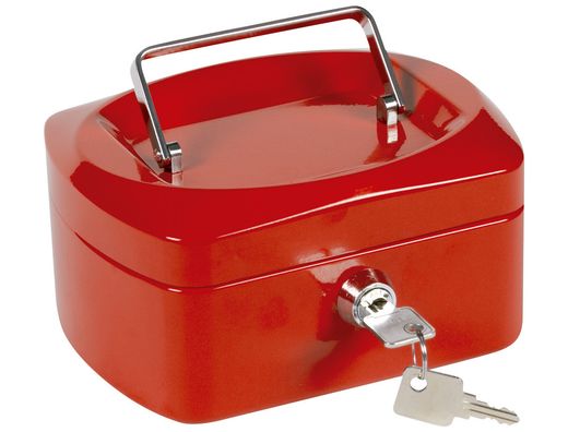 Caja Caudales Q-Connect 6" 152X115X80 mm Roja con Portamonedas