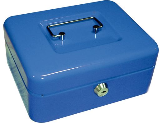 Caja Caudales Q-Connect 8" 200X160X90 mm Azul con Portamonedas