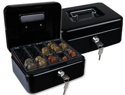 Caja Caudales Q-Connect 8" 200X160X90 mm Negra con Portamonedas