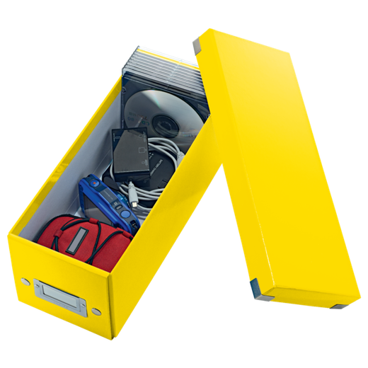 Caja Click & Store CD Box (143x147x352 mm), amarillo