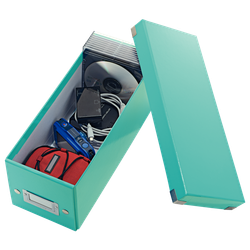 Caja Click & Store CD Box (143x147x352 mm), turquesa