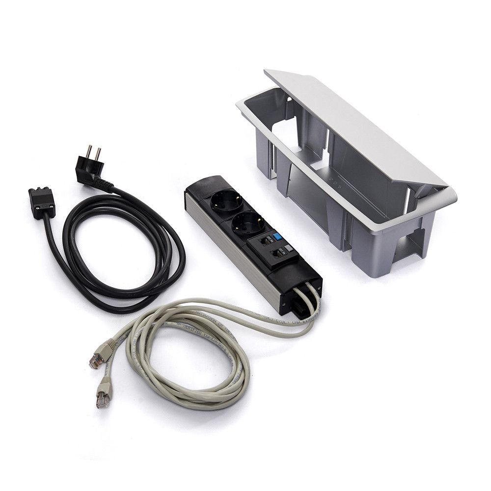 Caja Conexión 2 Shucko + 1 2Rj45 + 2M Wiring/Kabel