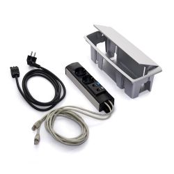 Caja Conexión 2 Shucko + 1 2Rj45 + 2M Wiring/Kabel