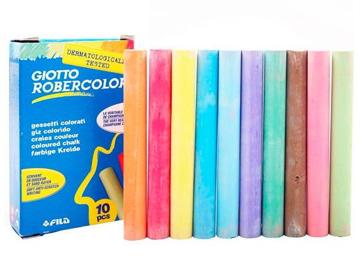 Caja de 10 tizas de colores variados Fila