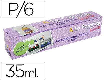 Caja de 6 pinturas cristal agua+pincel
