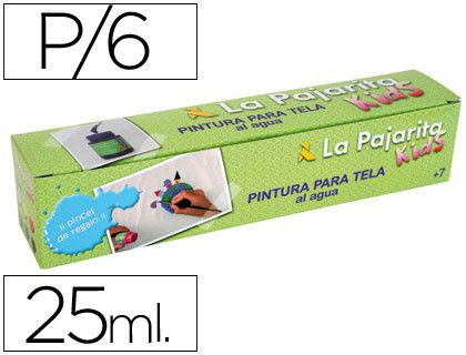Caja de 6 pinturas de tela de agua + pincel
