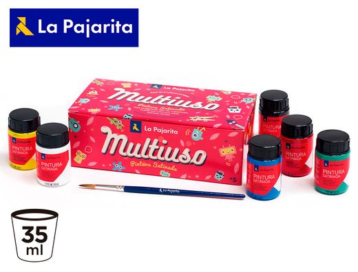 Caja de 6 pinturas satín agua+ pincel