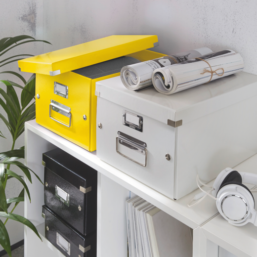 Caja de archivo universal Click & Store Mediana (281x200x369 mm), amarillo