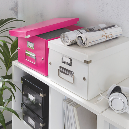 Caja de archivo universal Click & Store Mediana (281x200x369 mm), fucsia