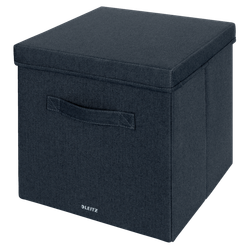 Caja de tela para almacenaje con tapa L, 2 piezas, gris