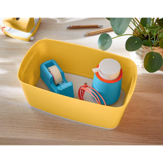 Caja Leitz MyBox Cosy pequeña con tapa, amarilla