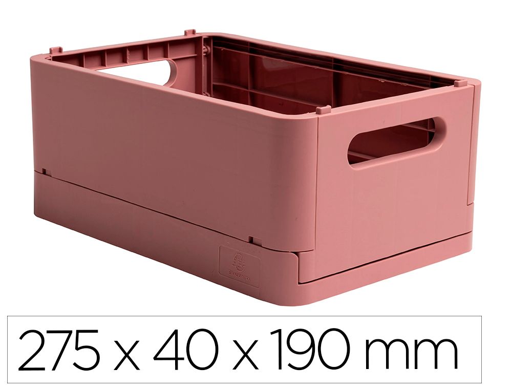 Caja multiusos exacompta smart case din a5+ plastico reciclado plegable color rosa viejo 275x40x190 mm
