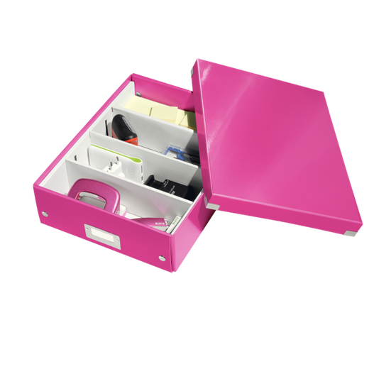 Caja organizadora Click & Store Mediana (280x100x370 mm), fucsia