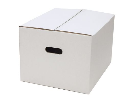 Caja para embalar anonima blanca con asas doble canal 450x375x280 mm