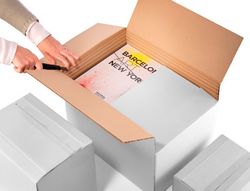 Caja para embalar anonima blanca regulable en altura doble canal 450x375x280 mm