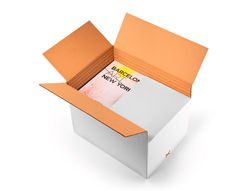 Caja para embalar anonima blanca regulable en altura doble canal 450x375x280 mm