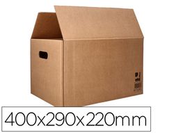 Caja para embalar q-connect americana con asas carton reciclado canal simple 5 mm color kraft 400x290x220 mm