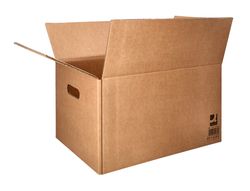 Caja para embalar q-connect americana con asas carton reciclado canal simple 5 mm color kraft 500x340x310 mm