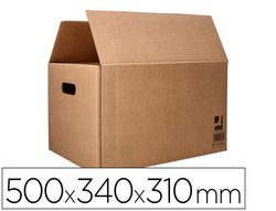 Caja para embalar q-connect americana con asas carton reciclado canal simple 5 mm color kraft 500x340x310 mm