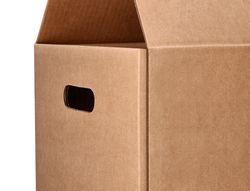Caja para embalar q-connect americana con asas carton reciclado canal simple 5 mm color kraft 600x400x290 mm