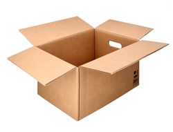 Caja para embalar q-connect americana con fondo automaticoy asas carton canal simple 5 mm color kraft 425x300x200 mm