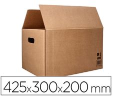 Caja para embalar q-connect americana con fondo automaticoy asas carton canal simple 5 mm color kraft 425x300x200 mm