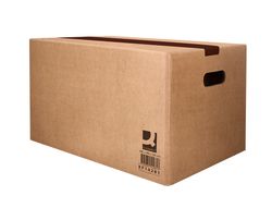 Caja para embalar q-connect americana con fondo automaticoy asas carton canal simple 5 mm color kraft 500x400x300 mm