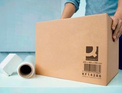 Caja para embalar q-connect americana ultra resistente carton reciclado canal doble 7mm color kraft 600x400x290 mm