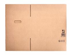 Caja para embalar q-connect americana ultra resistente con asas carton canal doble 7 mm color kraft 430x300x250 mm