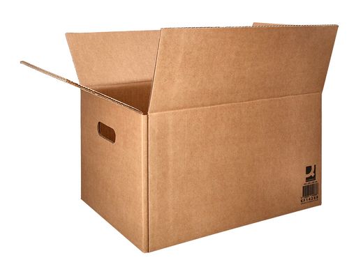 Caja para embalar q-connect americana ultra resistente con asas carton canal doble 7 mm color kraft 430x300x250 mm